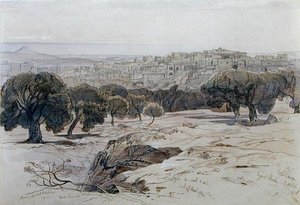 बेथलहम - गुड फ्राइडे, 2 अप्रैल 1858 (कागज पर कलम, स्याही और पानी के रंग का) द्वारा एडवर्ड लीयर