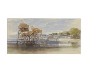 1848 में बोस्फोरस पर मछुआरों के घर द्वारा एडवर्ड लीयर