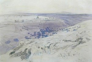 जेरूसलम, 24-28 अप्रैल 1858 (कागज पर कलम, स्याही और पानी के रंग का) द्वारा एडवर्ड लीयर