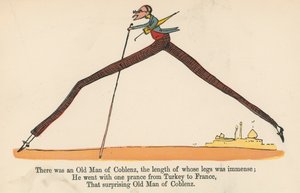 फ्रेडरिक वार्न एंड कंपनी, लंदन, c.1875 द्वारा प्रकाशित &39;ए बुक ऑफ नॉनसेंस&39; से कोबेनज़ का एक पुराना आदमी था, जिसकी टांगें अपार थीं द्वारा एडवर्ड लीयर
