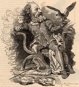 अल्फ्रेड टेनीसन का कार्टून (1809-1893) अंग्रेजी कवि द्वारा एडवर्ड लिनली साम्बूरने