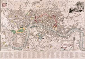 लंदन का मानचित्र, 1797 द्वारा एडवर्ड मोग