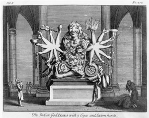 भारतीय भगवान Ixora 3 आँखें और सोलह हाथ, c.1780 के साथ
