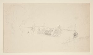 वास्तुकला अध्ययन (रेक्टो); सजावटी रेखाचित्र (पीछे की ओर) द्वारा एडविन ऑस्टिन अभय
