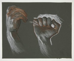 दो हाथों का रेखाचित्र द्वारा एडविन ऑस्टिन अभय
