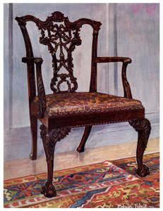 महोगनी आर्मचेयर, चिप्पेंडेल की शैली, 1911-1912।