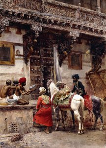शिल्पकार, टीक-वुड बिल्डिंग, अहमदाबाद द्वारा बिक्री के मामले, c.1885 द्वारा एडविन लॉर्ड वीक्स