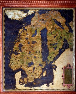 स्कैंडिनेविया: नॉर्वे, स्वीडन, फिनलैंड। एग्नाज़ियो दांती (1536-1586) गणितज्ञ, कॉस्मोग्राफर और इतालवी वास्तुकार द्वारा बनाया गया नक्शा। 1567 के आसपास। फ्लोरेंस, पलाज्जो वेक्चिओ, साला डेल मप्पामोंडो