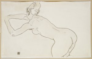 महिला न्यूड घुटने टेकना और बाईं ओर झुकना, 1918