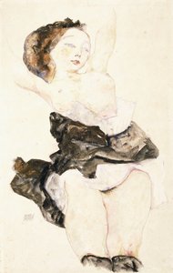 लेइंग यंग गर्ल, हाफ न्यूड, 1912