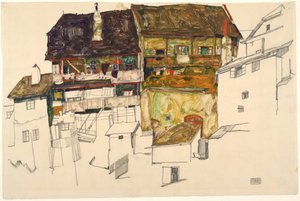 क्रुमाउ में पुराने मकान, 1914 द्वारा Egon Schiele