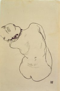 Reclining Nude - बैक व्यू, 1918 (कागज पर काला क्रेयॉन)