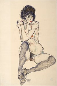 सीड फीमेल न्यूड, एल्बोज़ रेस्टिंग ऑन राइट घुटने, 1914।