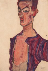सेल्फ-पोर्ट्रेट, ग्रिमेसिंग, 1910 द्वारा इगोन शीले