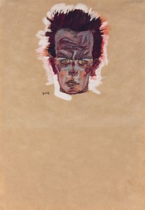 आत्म चित्र, सिर; सेल्फ-पोर्ट्रेट, हेड, 1910 द्वारा इगोन शीले