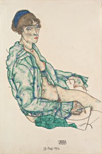 ब्लू हेयरबैंड के साथ सेमी-न्यूड बैठे, 1914