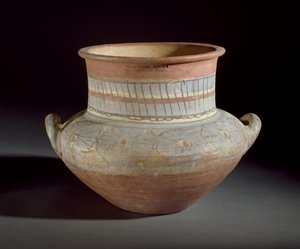 लुग हैंडल, अमरना, 14 वीं शताब्दी ईसा पूर्व (मिट्टी के बर्तन) के साथ सजाया जार