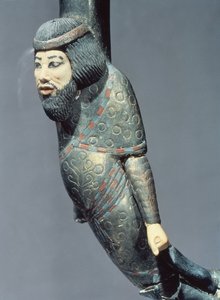 एक सेरेमोनियल गन्ना के अंत से एक तुर्कमानमुन की कब्र से सीरियन का चित्र (c.1370-52 ईसा पूर्व) न्यू किंगडम (लकड़ी और हाथीदांत) (149407 भी देखें)