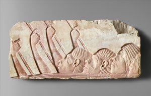 एक जुलूस में विदेशी, c.1345 ईसा पूर्व (चित्रित चूना पत्थर) द्वारा Egyptian 18th Dynasty