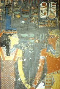 होरहेब और आइसिस, होरहेब के मकबरे से (c.1323-1295 ईसा पूर्व) न्यू किंगडम (दीवार पेंटिंग) द्वारा मिस्र का 18वां राजवंश Dy