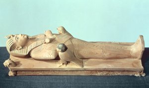 तूतनखामुन की कब्र से राजा के अंतिम संस्कार की छवि (c.1370-52 ईसा पूर्व) न्यू किंगडम (लकड़ी)