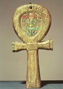 टुटनखमुन की कब्र से दर्पण के रूप में आईने का मामला (c.1370-52 ईसा पूर्व) न्यू किंगडम (कांच के पेस्ट के साथ गिल्ट की लकड़ी जड़ा हुआ)