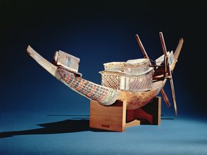 तूतनखामुन, न्यू किंगडम के मकबरे से एक नाव का छोटा मॉडल, c.1347-37 BC (लकड़ी)