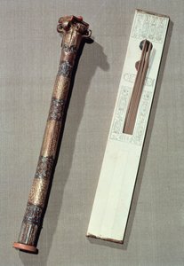 टट्टनखमुन की कब्र से पैलेट और रीडिंग लिखने का मामला (c.1370-52 ईसा पूर्व) न्यू किंगडम (228566 भी देखें) द्वारा Egyptian 18th Dynasty