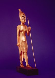 तूतनखामुन के मकबरे से राजा का स्टैचुएट (c.1370-1352 ईसा पूर्व) न्यू किंगडम (गिल्ड की लकड़ी) द्वारा Egyptian 18th Dynasty