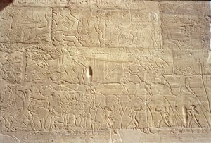 ग्रेट हाईपोस्टाइल हॉल, न्यू किंगडम, C.1297-1185 ई.पू. से मिस्र के सैनिकों को राहत देते हुए दापुर के हित्ती शहर में तूफान
