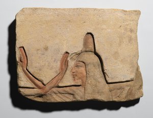 स्लैब में अगरबत्ती, न्यू किंगडम, c.1352-1336 ईसा पूर्व (सैंडस्टोन) के साथ एक महिला का चित्रण