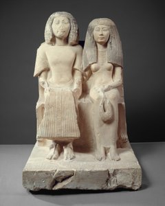 यूनी और उनकी पत्नी रेनेनुटेट, c.1280 ईसा पूर्व (चित्रित चूना पत्थर)