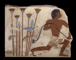 बर्ड स्नारिंग, नेफार्मा के मकबरे से राहत, ओल्ड किंगडम, c.2620 ईसा पूर्व (चित्रित प्लास्टर राहत)