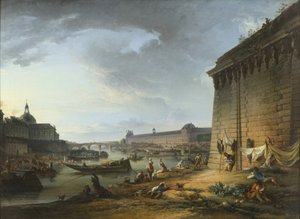 पोंट नेफ, 1766-68 के नीचे तटबंध से पेरिस का दृश्य