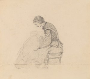 पढ़ने वाली एक लड़की का अध्ययन, सी। 1858. द्वारा एलीहु वेडर