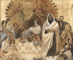 1838 में टंगियर्स में एक ब्रिट मिल्हा, (कागज़ पर बॉडीकोल और रंगीन कांच से भरा हुआ)