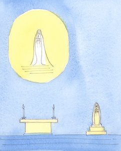 मसीह की पवित्र माता मरियम को सम्मानित किया जाना चाहिए, 2004 (डब्ल्यू - सी कागज पर) द्वारा एलिजाबेथ वांगो