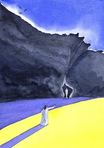 यीशु ने लाजर को जीवित किया, 2001 (कागज पर w - c) द्वारा एलिजाबेथ वांगो