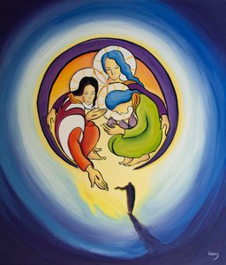 मसीह में पश्चाताप और विश्वास के माध्यम से हम उसे पवित्र ट्रिनिटी, 2001 (बोर्ड पर तेल) के दिल में आकर्षित करने की अनुमति देते हैं द्वारा एलिजाबेथ वांगो