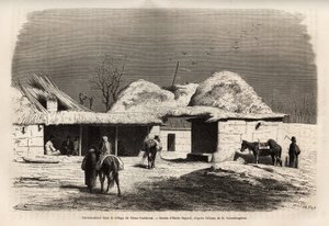 रूसी तुर्केस्तान की राजधानी ओल्ड ताशकंद (या ताशकंद) के गांव में एक कारवांसेरेल, 1867-1868 में बेसिल वेरेशैगिन की मध्य एशिया की यात्रा को चित्रित करने के लिए, "ले टूर डू मोंडे" 1873 में प्रकाशित, एमिल बायर्ड द्वारा एक चित्र के बाद उकेरा गया अलविदा द्वारा एमिल एंटोनी बेयर्ड