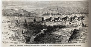 पोम्पेई में 1864 की खुदाई के दौरान खाली वैगनों का पुन: संयोजन, एमिल बायर्ड (1837-1891) द्वारा चित्रित, मार्क मोनियर के पाठ (1829-1885) "" पोम्पेई और पोम्पियन्स "" को चित्रित करने के लिए। एडौर्ड चार्टन द्वारा संपादित "" ले टूर  द्वारा एमिल एंटोनी बेयर्ड