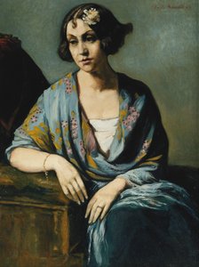उसकी कोहनी पर एक युवा महिला का चित्रण; 1928 में यंग अकौडी गर्ल का चित्रण द्वारा एमिल बर्नार्ड