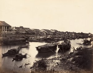 चाइनीज सिटी चोलेन शीट नंबर 5, साइगॉन, कोचिनचिना, 1866 का दृश्य। द्वारा एमिल गसेल
