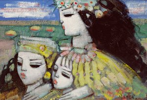 बहनें, या सबसे छोटी बहन (बोर्ड पर तेल) द्वारा एंड्रे रोडर