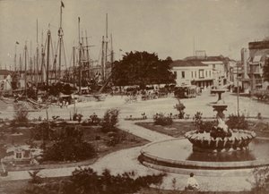 ब्रिजेटाउन हार्बर, लगभग 1900 द्वारा अंग्रेजी फोटोग्राफर