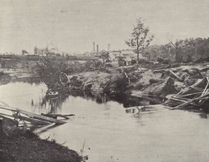 जुलाई 1891 की बाढ़ के बाद, यारा के ऊपर बर्नले ब्रिज द्वारा अंग्रेजी फोटोग्राफर