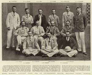 लॉर्ड हॉक्स क्रिकेट टीम 1892 गवर्नमेंट हाउस, मालाबार पॉइंट, बॉम्बे में