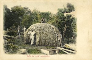 निर्माणाधीन झोपड़ी (रंगीन फोटो) द्वारा अंग्रेजी फोटोग्राफर