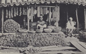 देशी दुकान, कलकत्ता, भारत (बी/डब्ल्यू फोटो) द्वारा अंग्रेजी फोटोग्राफर