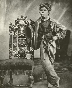 1860 में रैग्ड स्कूल बॉय (बी/डब्ल्यू फोटो) द्वारा अंग्रेजी फोटोग्राफर